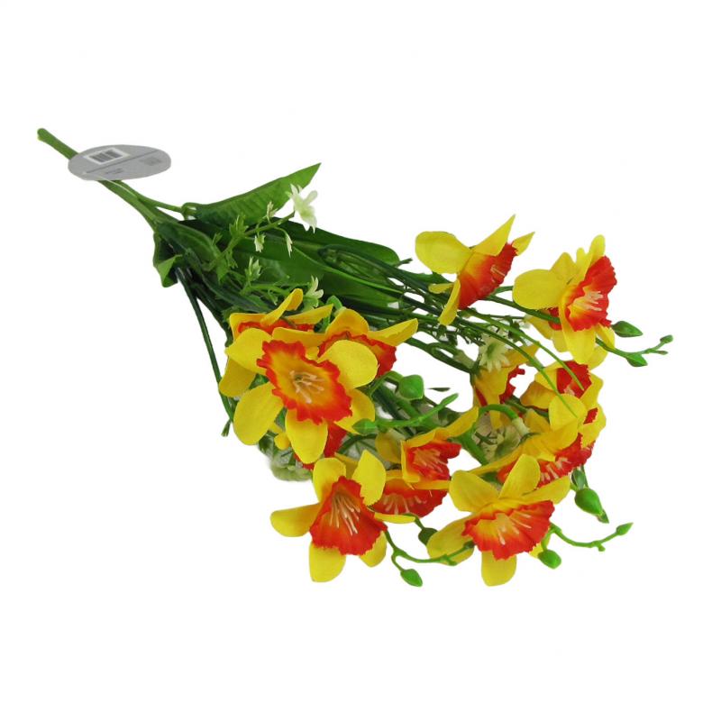 Bukiecik żonkili 35cm <br>żółto-czerwony kolor kwiatów